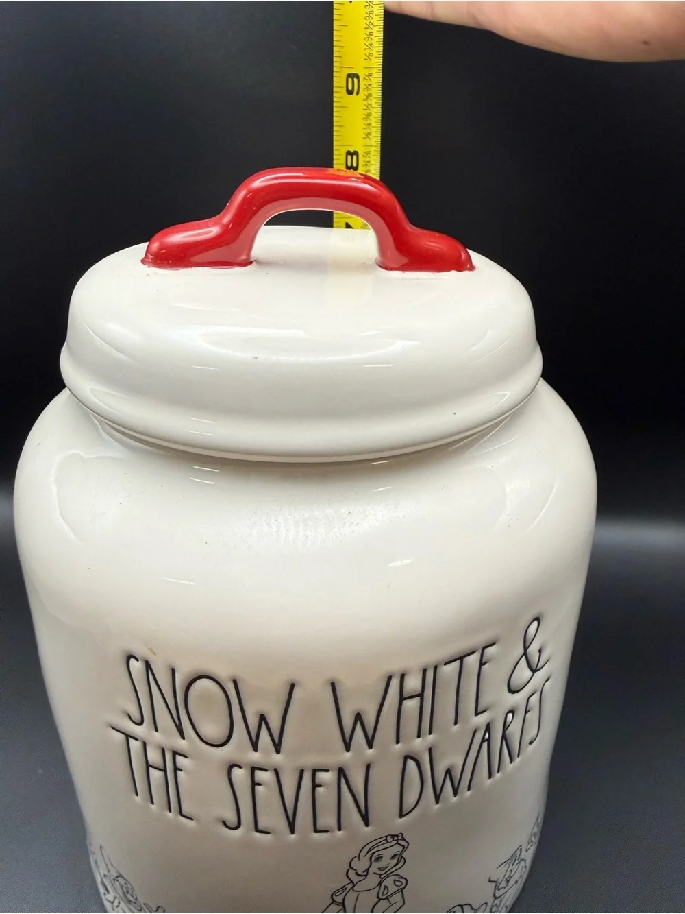 Rae Dunn Snow White & The Seven Dwarfs Ceramic Canister - White with Red Handle